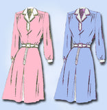 1940s Vintage Mail Order Sewing Pattern 2934 FF WWII Misses Shirtwaist Dress 30B - Vintage4me2