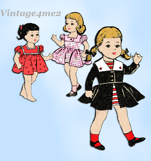 Marian Martin 9094: 1950s Cute 22 Inch Doll Clothes Set Vintage Sewing Pattern