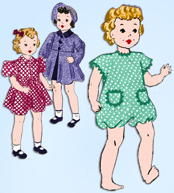1930s Original Vintage Marian Martin Sewing Pattern 9224 16inch Doll Clothes Set