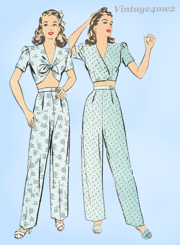 Advance 3754: 1940s Misses Topper & Trousers 36B Vintage Sewing Pattern