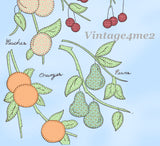 1940s VTG Aunt Martha's Embroidery Transfer 9456 Applique Fruit Tea Towels