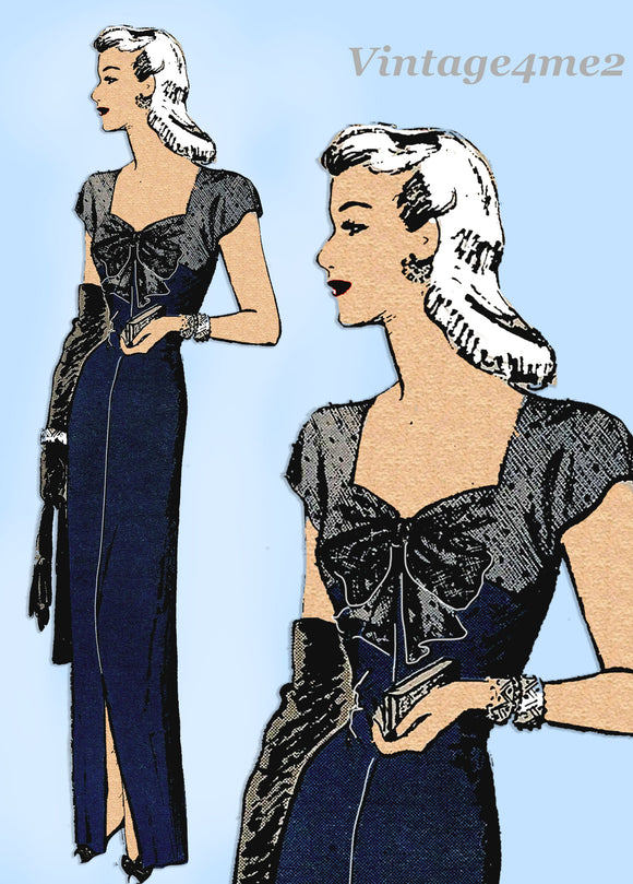 Butterick 2912: 1940s Stunning Misses Evening Dress 32 B Vintage Sewing Pattern