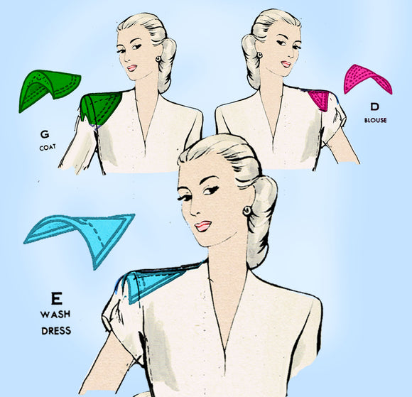 Butterick 3276: 1940s Womens Shoulder Pad Set Size Medium Vintage Sewing Pattern - Vintage4me2