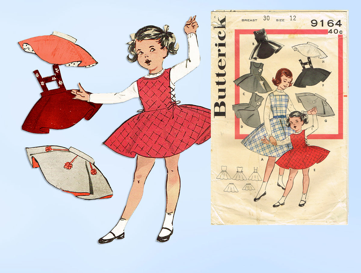 butterick dress patterns 1950s Vintage Sewing Pattern 9164 Uncut Girls Jumper – Vintage4me2 🌹 Mel Medarda's Black sdress26 Size:Girls 7