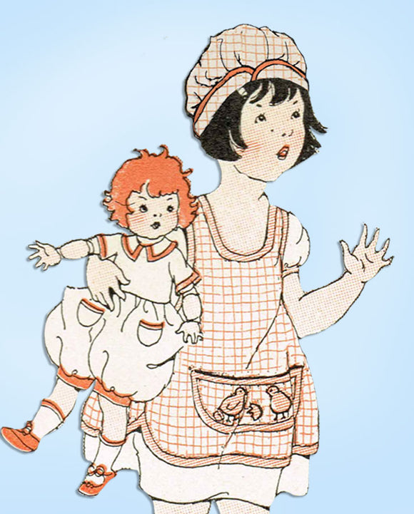 1920s Rare Ladies Home Journal Sewing Pattern 2610 Toddler Girls Apron & Cap Sz4 - Vintage4me2