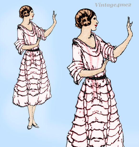 Ladies Home Journal 3156: 1920s Uncut Misses Dress Sz 36B Vintage Sewing Pattern