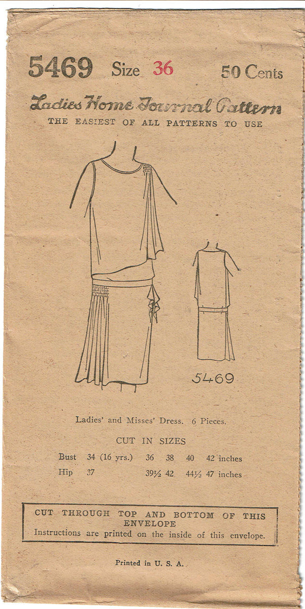 1920s Ladies Home Journal Sewing Pattern 5469 Flapper Cocktail Dress –  Vintage4me2