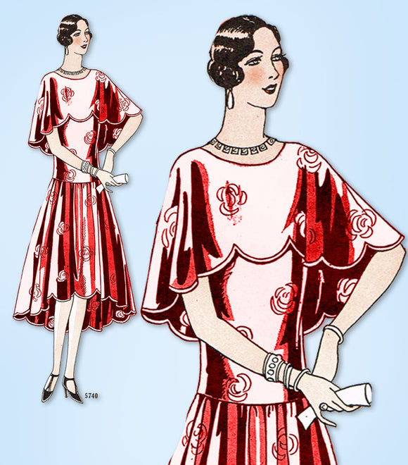 1920s Original Vintage Ladies Home Journal Pattern 5740 Misses Flapper Dress 32B