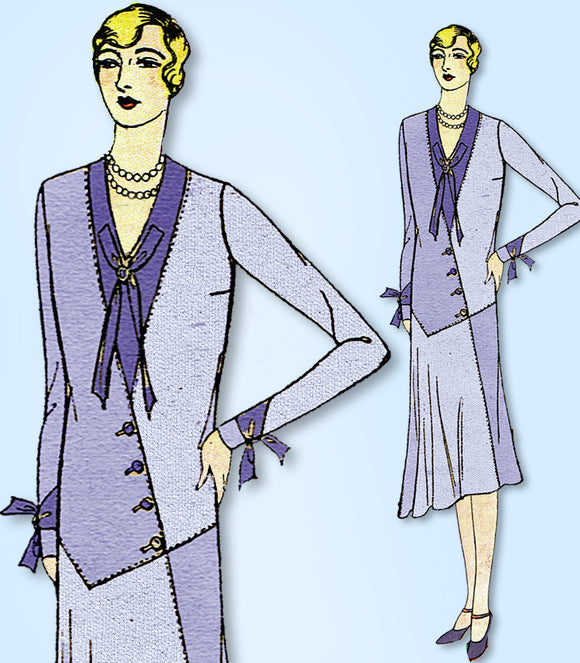 1920s Vintage Ladies Home Journal Pattern 6384 Uncut Misses Flapper Dress Sz 38B