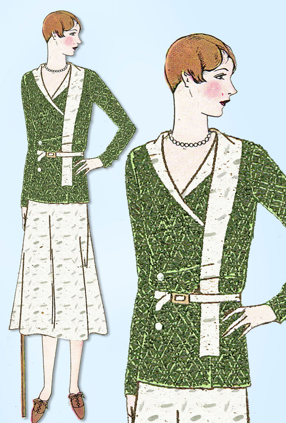 1930s Ladies Home Journal Sewing Pattern 6437 Uncut Misses 2 PC Dress Size 36 B - Vintage4me2