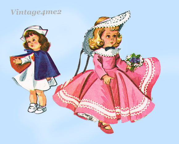 1950s Vintage McCalls Sewing Pattern 2057 9-10 In Nurse Ginny Doll Clothes