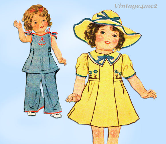 1930s Rare Vintage McCall Sewing Pattern 418 Uncut 18in Movie Star Doll Clothes