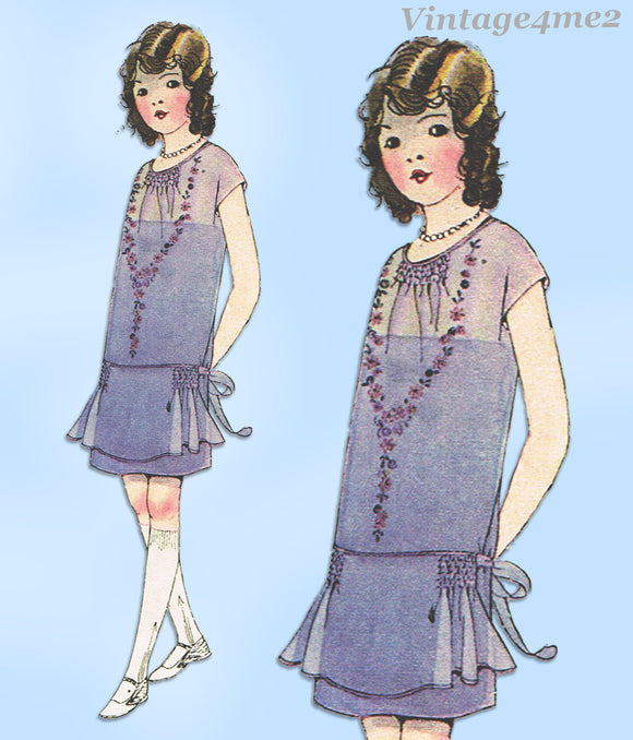 1920s Vintage McCall Sewing Pattern 4683 Rare Designer Girls Party Dress Size 10