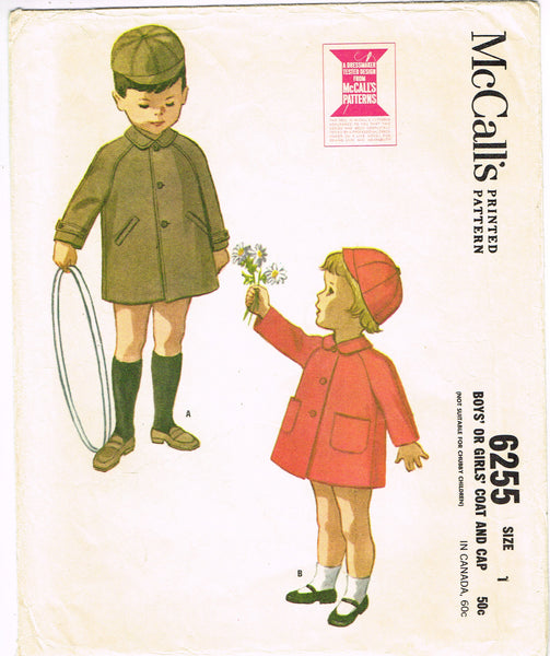 1960s Vintage MccCall's Sewing Pattern 6255 Sweet Baby Boys Coat & Cap