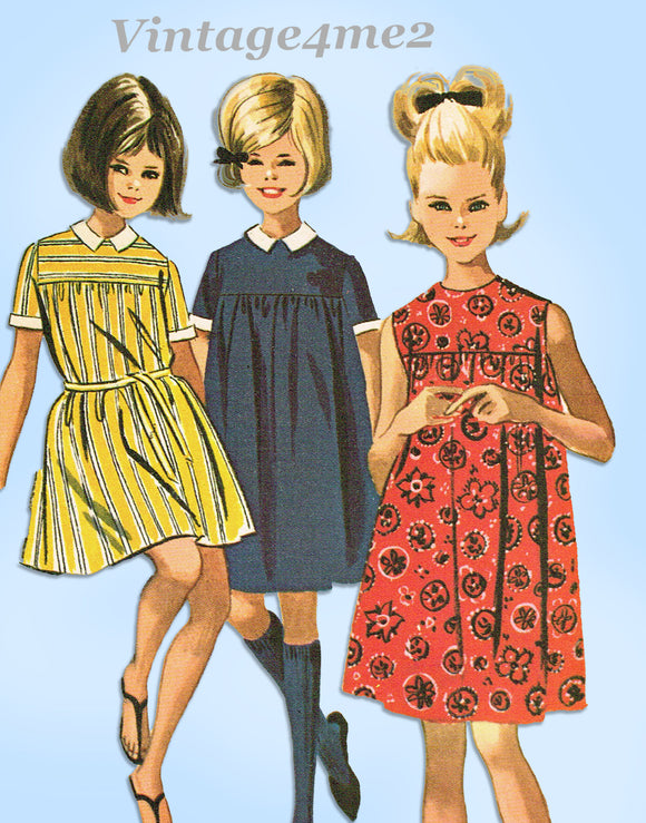 McCall 7141: 1960s Easy Little Girls Dress Size Medium Vintage Sewing Pattern