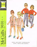 1960s Vintage McCalls Sewing Pattern 9691 Uncut Unisex Toddler Play Clothes Sz 6x