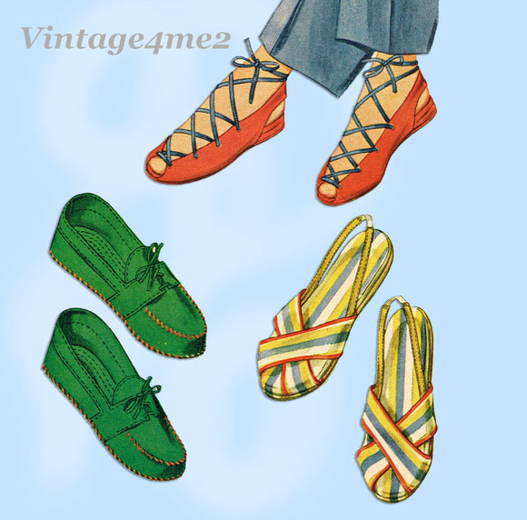 1940s Vintage McCall Pattern 993 Rare Uncut WWII Misses Shoes Sandals Sz MED