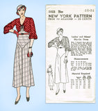 New York 1023: 1930s Uncut Misses Street Dress Sz 34 Bust Vintage Sewing Pattern