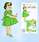 1950s Vintage New York Sewing Pattern 845 Sweet Uncut Baby Girls Dress Sz 6 mos