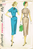 1950s Vintage Simplicity Sewing Pattern 1519 Uncut Misses Slender Day Dress 32 B