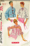 1950s Vintage Misses Bedjacket Uncut 1954 Simplicity Sewing Pattern 4935 Sz 12