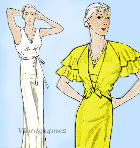 Simplicity 1407: 1930s Uncut Plus Size Bias Nightgown 40B Vintage Sewing Pattern