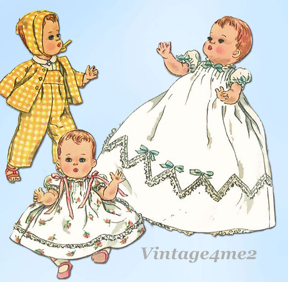 1950s Vintage Simplicity Sewing Pattern 1844 11 1/2 Inch Baby Doll Clothes ORIG