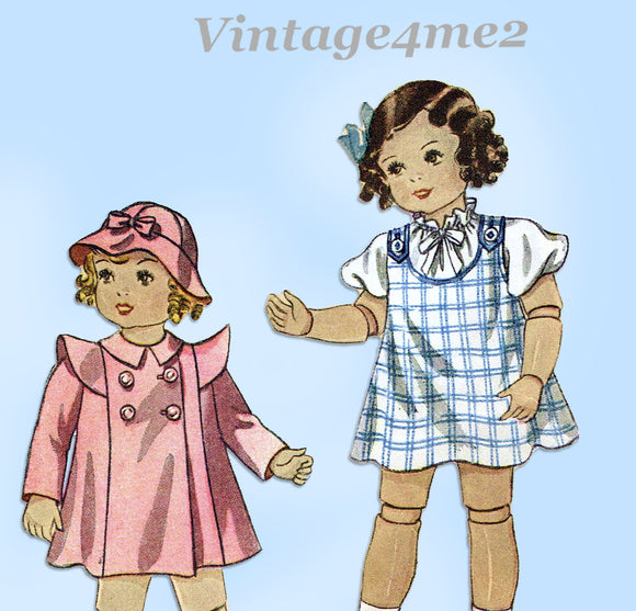 Simplicity 2243: 1930s Rare 24in Film Star Doll Clothes Vintage Sewing Pattern