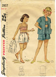 1940s Vintage Simplicity Sewing Pattern 2857 Girls Bra Top & Shorts Size 7