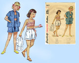 1940s Vintage Simplicity Sewing Pattern 2857 Girls Bra Top & Shorts Size 7