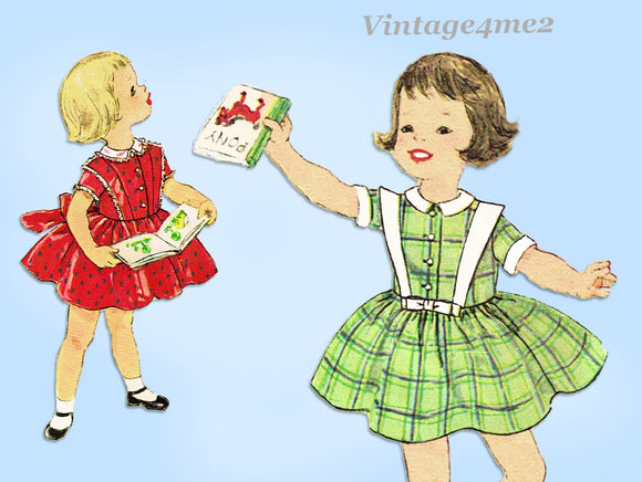1950s Vintage Simplicity Sewing Pattern 3132 Sweet Toddler Girls Dress