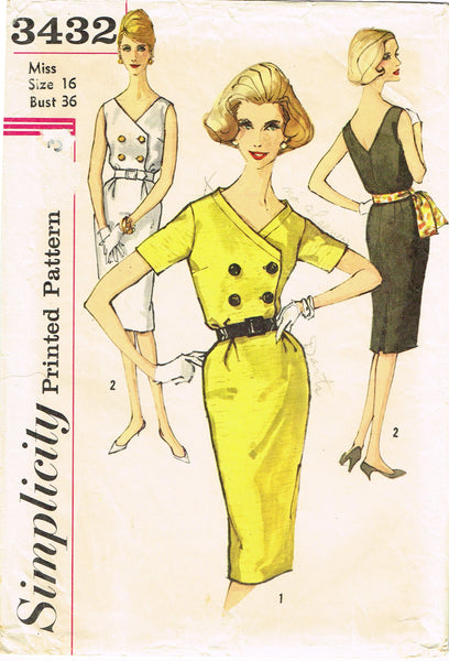 Simplicity 3432: 1960s Uncut Misses Summer Dress Sz 36 B Vintage Sewing Pattern