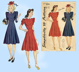 Simplicity 3514: 1940s Stunning WWII Street Dress Sz 32 B Vintage Sewing Pattern