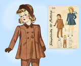 Simplicity 3535: 1930s Toddler Girls Coat and Hat Size 4 Vintage Sewing Pattern