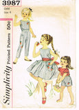 Simplicity 3987: 1960s Toddler Girls Play Clothes Vintage Sewing Pattern Size 4