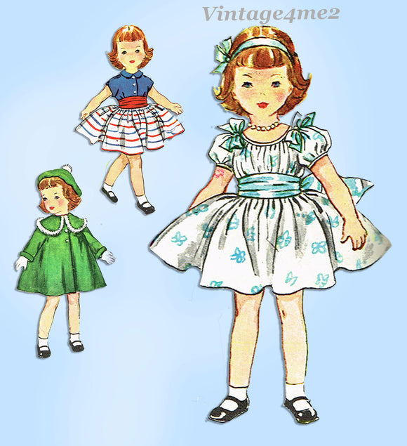 1950s Vintage Simplicity Sewing Pattern 4128 Cute 23 Inch Easy Toni Doll Clothes