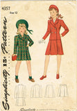 Simplicity 4357: 1940s Stylish WWII Girls Suit Size 12 Vintage Sewing Pattern