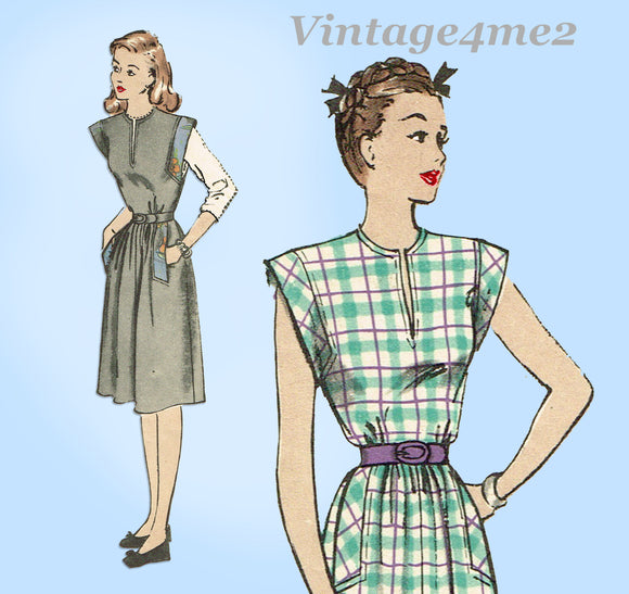 Vogue 3002: 1940s Junior Misses Jumper Dress Sz 30.5 B Vintage Sewing Pattern
