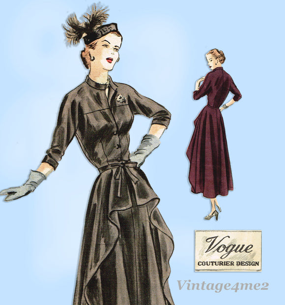 Vogue Couturier 466: 1940s Rare Designer Dress Size 34 B Vintage Sewing Pattern