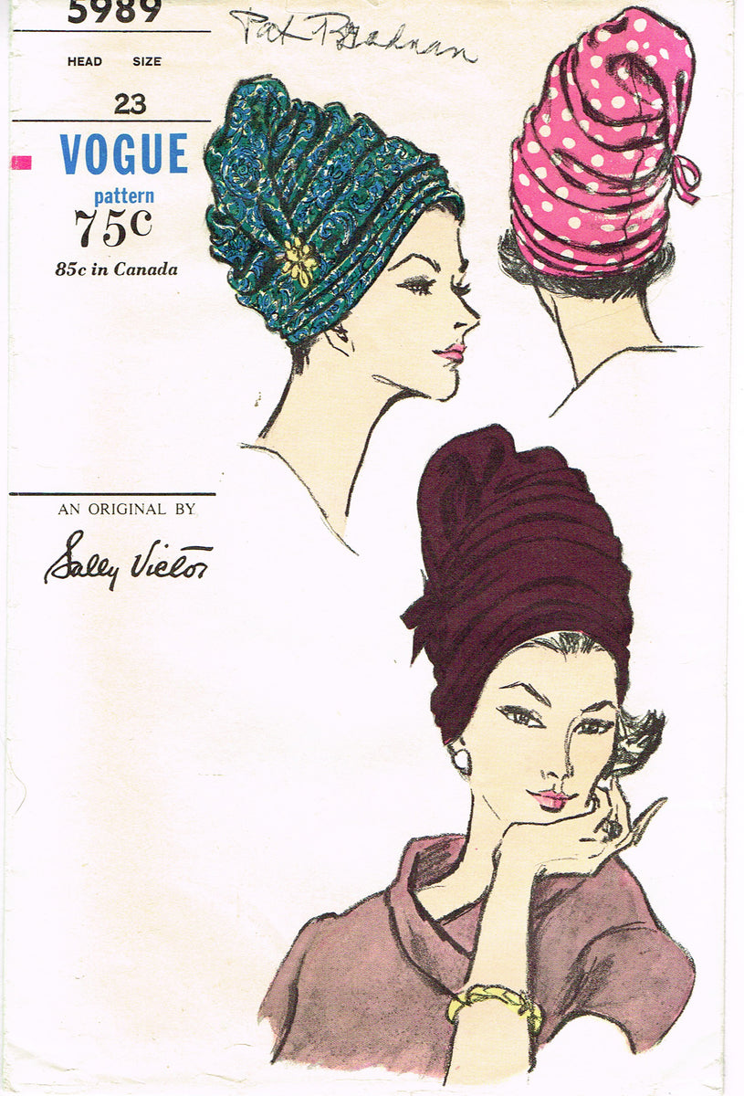 Vintage Vogue 1960’s Sally Victor Headlines Colorful Corduroy Paisley Beret 1960s Vintage VOGUE 5641 Sally Victor Original Design Beret  main image 3