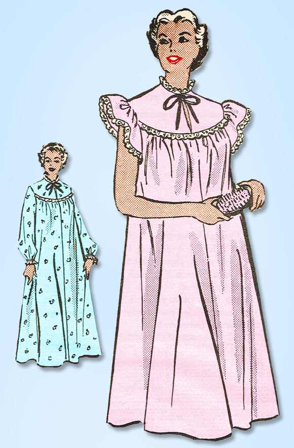 1950s Vintage Anne Adams Sewing Pattern 4807 Uncut Plus Size Nightgown 40 Bust