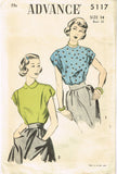 1940s Vintage Advance Sewing Pattern 5117 Darlin Misses Summer Blouse Sz 32 Bust - Vintage4me2