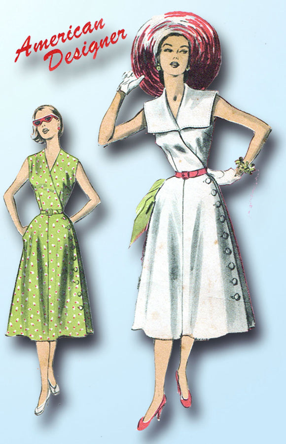1950s Vintage Advance Sewing Pattern 5818 Designer Elizabeth Hilt Dress Sz 38 B -Vintage4me2