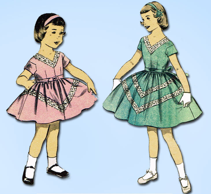 1950s Vintage Advance Sewing Pattern 7939 Toddler Girls Party Dress Si –  Vintage4me2