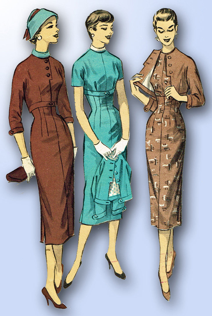 1950s Vintage Advance Sewing Pattern 8045 Misses Empire Waist Dress Si   Vintage4me2
