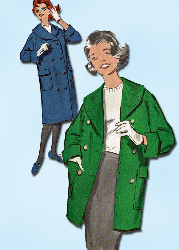 1960s Vintage Advance Sewing Pattern 9152 Uncut Misses Over Coat