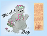 1960s VTG Aunt Martha's Embroidery Transfer 3124 Uncut Happy Kitten Tea Towels