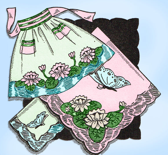 1950s VTG Aunt Martha's Embroidery Transfer 3207 Uncut Waterlily Clothing Trim Motifs - Vintage4me2