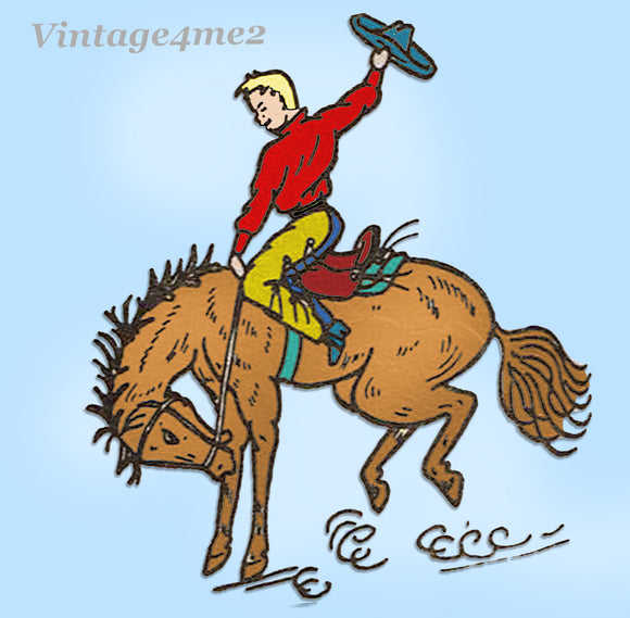 1940s Uncut VTG Aunt Martha's Embroidery Transfer 3287 Cowboys & Horse Motifs