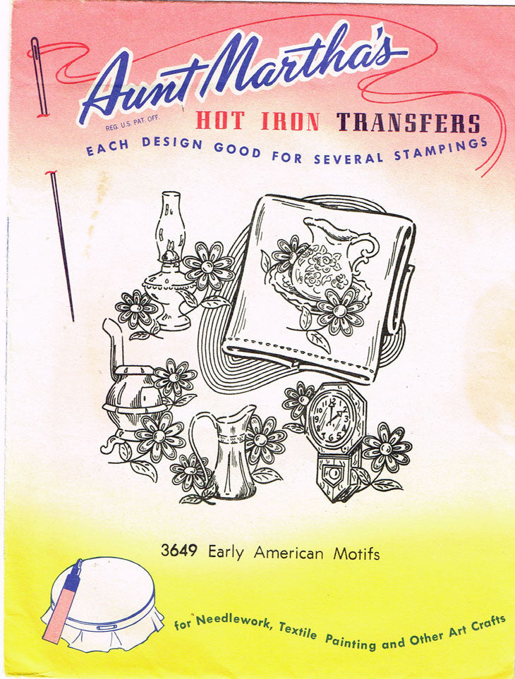 1960s VTG Aunt Martha's Embroidery Transfer 3649 Uncut Americana Motif –  Vintage4me2